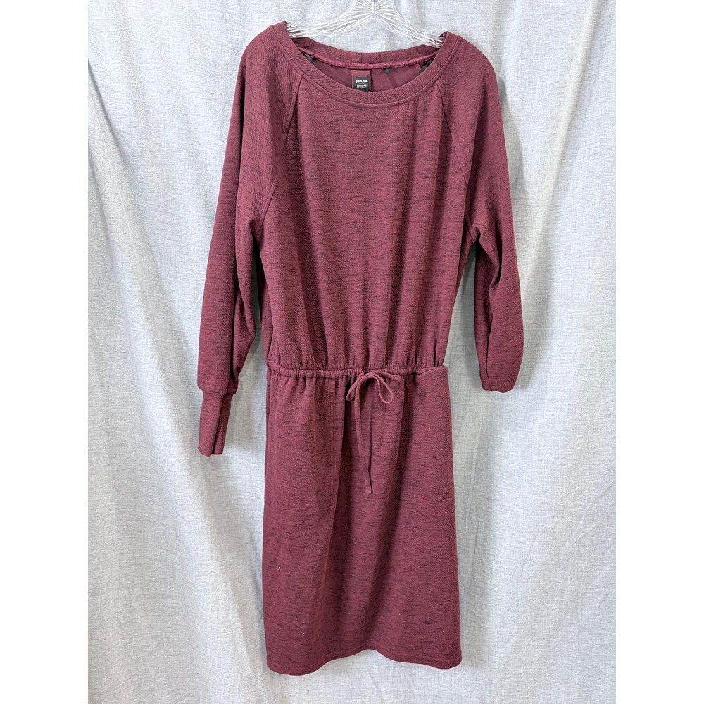 prAna Burgundy Heather Knit Drawstring Waist Dress‎ L